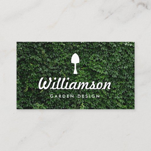 Witte Spade Groene bladeren Tuinieren Diensten Visitekaartje (Voorkant)