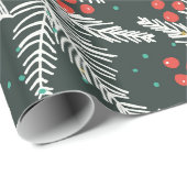 Witte spar takken- Kerstdecoratie Cadeaupapier (Rol Hoek)