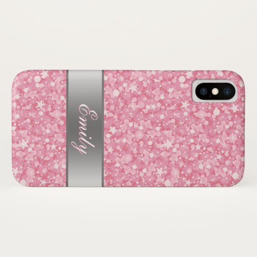 Witte Sparen en Roze Glitter Case-Mate iPhone Case (Achterkant (horizontaal))