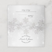 Witte Sparkle Sneeuwvlokken Winter Wedding Zitplaa Plaatskaartje (Buitenkant ongevouwen)