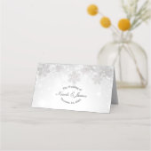 Witte Sparkle Sneeuwvlokken Winter Wedding Zitplaa Plaatskaartje (Voorkant)