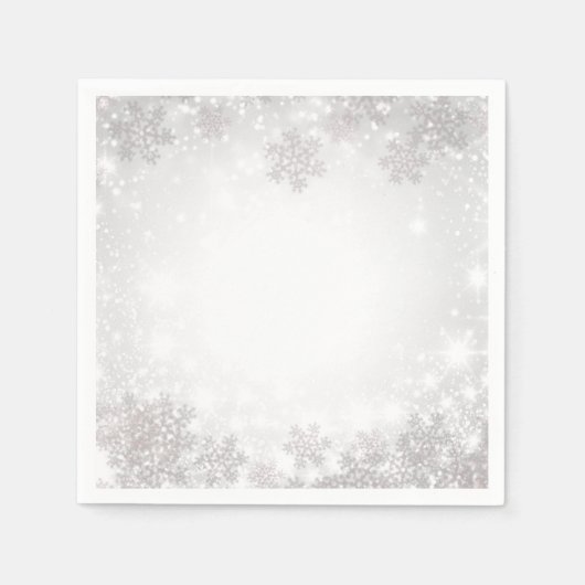 Witte Sparkle Sneeuwvlokken Winter Wonderland Brui Servet (Voorkant)