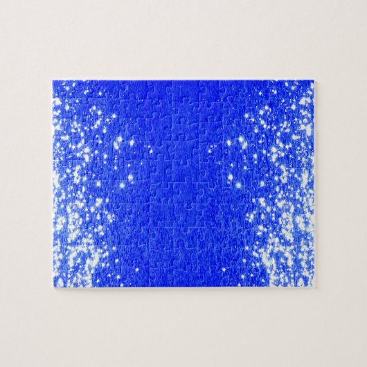 Witte Sparkles en blauwe achtergrond Legpuzzel (Horizontaal)