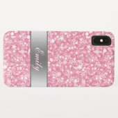Witte sparren en roze glitterpatroon Case-Mate iPhone case (Achterkant (horizontaal))