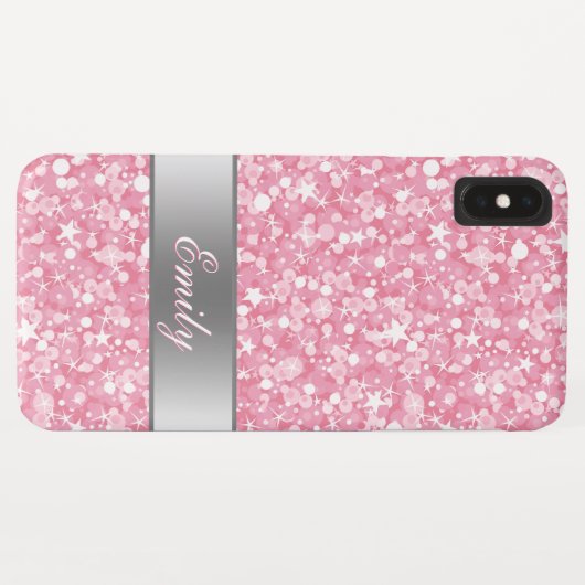 Witte sparren en roze glitterpatroon Case-Mate iPhone case (Achterkant (horizontaal))