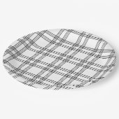 witte speldenartan met zwarte lijnen papieren bordje (Gekanteld)