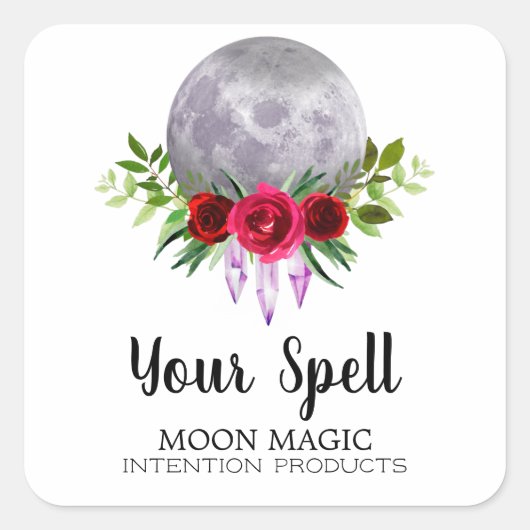 Witte Spell Jar Stickers met Crystal Moon (Voorkant)