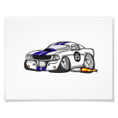 Witte spierauto cartoon - Kies achtergrondkleur Foto Afdruk (Voorkant)