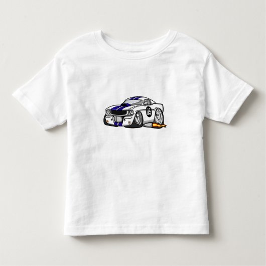Witte spierauto cartoon - Kies achtergrondkleur Kinder Shirts (Voorkant)