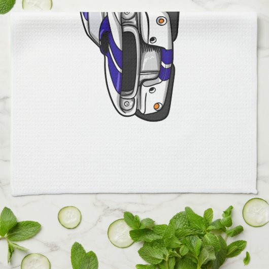 Witte spierauto cartoon - Kies achtergrondkleur Theedoek (Gevouwen)