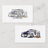 Witte spierauto cartoon - Kies achtergrondkleur Visitekaartje (Voorkant / Achterkant)