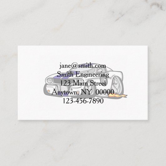 Witte spierauto cartoon - Kies achtergrondkleur Visitekaartje (Voorkant)