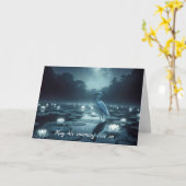 Witte spijt met water lelies sympathie kaart (Gele Bloem)