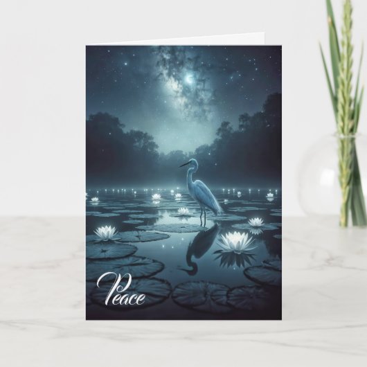 Witte spijt met water lelies sympathie kaart (Voorkant)