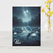 Witte spijt met water lelies sympathie kaart (Gele Bloem)