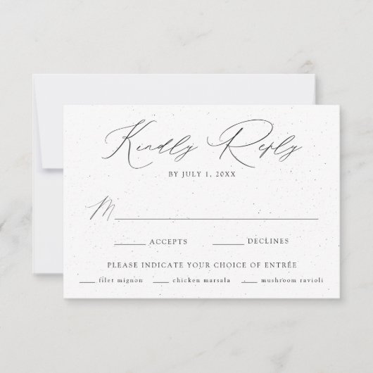 Witte spikled moderne elegantie maaltijdkeuze RSVP kaartje (Voorkant)