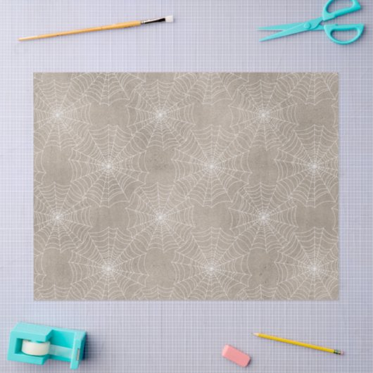 Witte spinnenwebs op Tan-decoupage Tissuepapier (Craft)