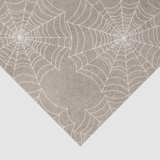 Witte spinnenwebs op Tan-decoupage Tissuepapier (Detail)