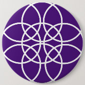 Witte spiraal cirkels op paars ronde button 6,0 cm (Voorkant)