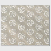 Witte spiraal schelpen & zand cadeaupapier (Vlak)