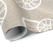 Witte spiraal schelpen & zand cadeaupapier (Rol Hoek)