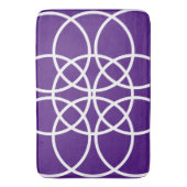 Witte spiraalvormige cirkels op Paarse Badmat (Voorkant Verticaal)