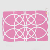 Witte spiraalvormige cirkels op roze golfhanddoek (Horizontaal)