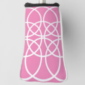 Witte spiraalvormige cirkels op roze golfheadcover (Draai 90)