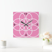 Witte spiraalvormige cirkels op roze vierkante klok (Huis)