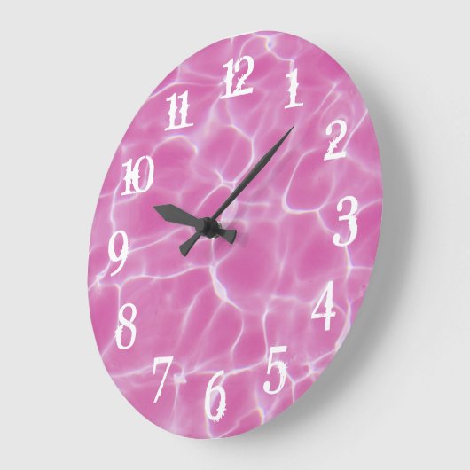 Witte splash nummers roze zwembad grote klok (Hoek)