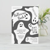 Witte spoken grijze vorm Halloween bash Kaart (Staand voorkant)