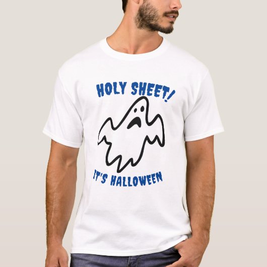 Witte Spook Grafische Heilige Blad Print Halloween T-shirt (Voorkant)