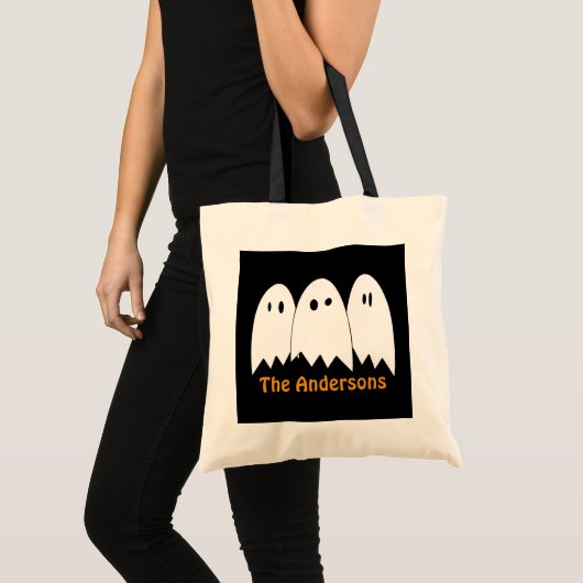 Witte spooktrio Halloween snoep trick or treat Tote Bag (Voorkant (product))