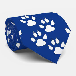 Witte Sport Mascotte CLAW Paw op Donkerblauw Stropdas
