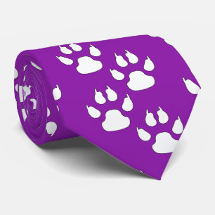 Witte Sport Mascotte CLAW Paw op Paarse Stropdas