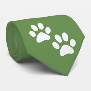 Witte Sport Mascotte Paw Prints op Groen Stropdas