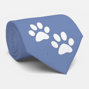 Witte Sport Mascotte Paw Prints op Lt. Blauw Stropdas