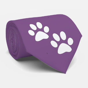 Witte sport mascotte Paw Prints op Paarse Stropdas
