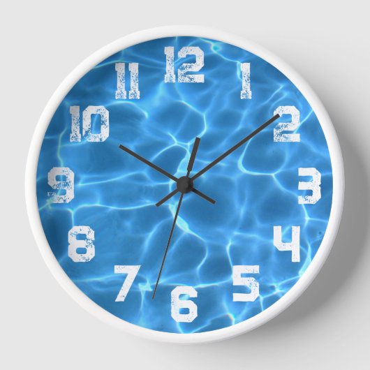 Witte sportieve grunge nummers blauwe zwembad (Voorkant)