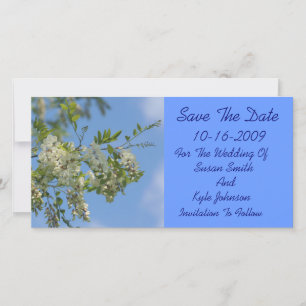 Witte sprinkhaan bloemen bruiloft Save the date
