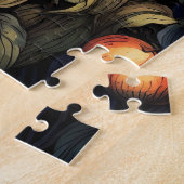 Witte sprookjesachtige kasteelnacht volle maan blo legpuzzel (Zijkant)