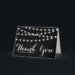 Witte sprookjesachtige lichtjes | Zwarte trouw- da Bedankkaart<br><div class="desc">Aanpasbare bedankkaart met witte sprookjesachtige lichtjes. Andere kleuren zijn beschikbaar. Dit is onderdeel van een trouwset "FAIRY LIGHTS" - overeenkomende items zijn beschikbaar.</div>