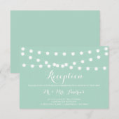 Witte sprookjeslichtjes | Mint trouwreceptiekaart Informatiekaartje (Voorkant / Achterkant)