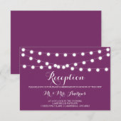 Witte sprookjeslichtjes | Paarse huwelijksreceptie Informatiekaartje (Voorkant / Achterkant)