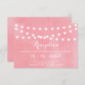 Witte sprookjeslichtjes Rustieke Roze Ontvangstkaa Informatiekaartje (Voorkant / Achterkant)