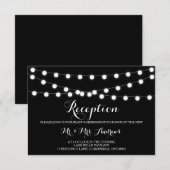 Witte sprookjeslichtjes | Zwarte huwelijksreceptie Kaart (Voorkant / Achterkant)