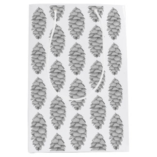 Witte Spruce Cone Gift Bag Medium Cadeauzakje