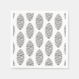 Witte Spruce Cone Papier Servet
