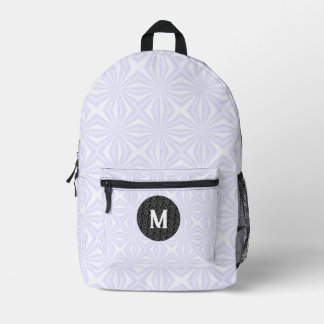 Witte Squiggly Squares Monogram Black Fractal Bedrukte Rugzak