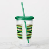 Witte staafjes met fijne groene streep acryl drinkbeker (Links)